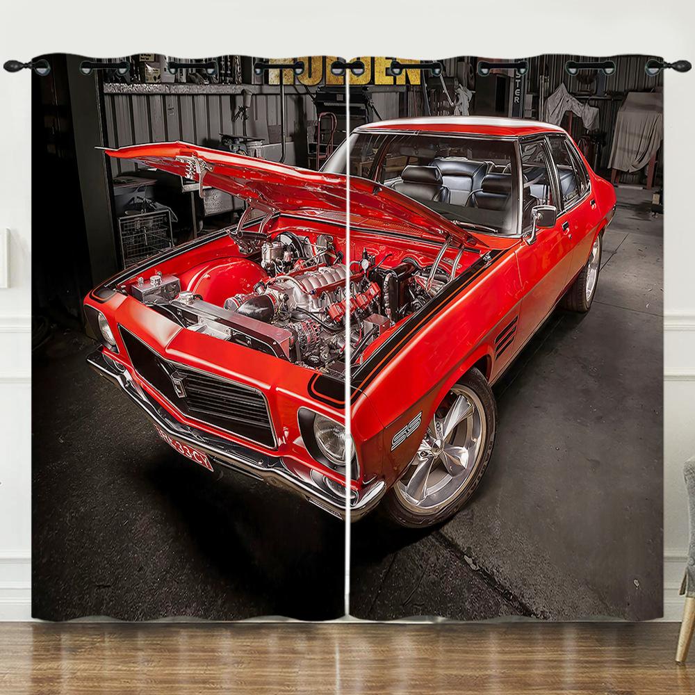Curtain Race Racing 3D Digital Printing Blackout Curtain Punching