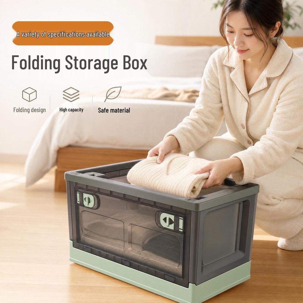 Thickened Foldable Transparent Storage Box with Double Doors - Large Capacity for Small Apartments