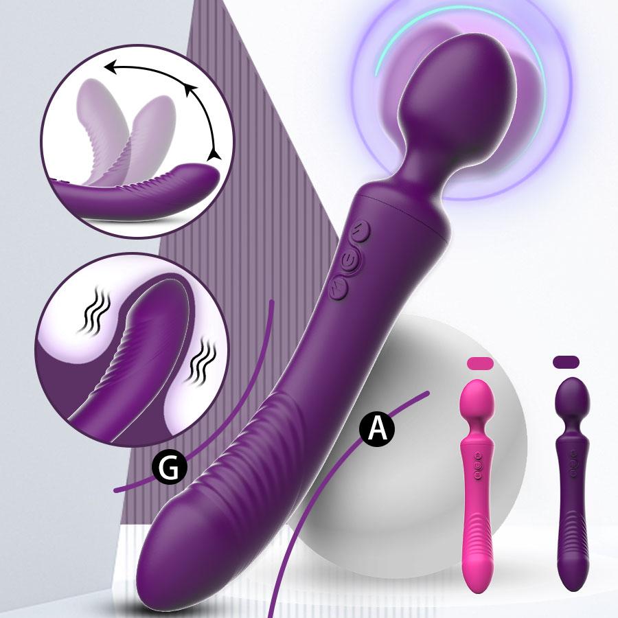 Oral Leistungsstarke Dual Vibrator Zauberstab G-punkt Massage Anal Plug Spielzeug für Erwachsene Vaginal Klitoris Stimulieren Weichen Weiblichen Masturbator