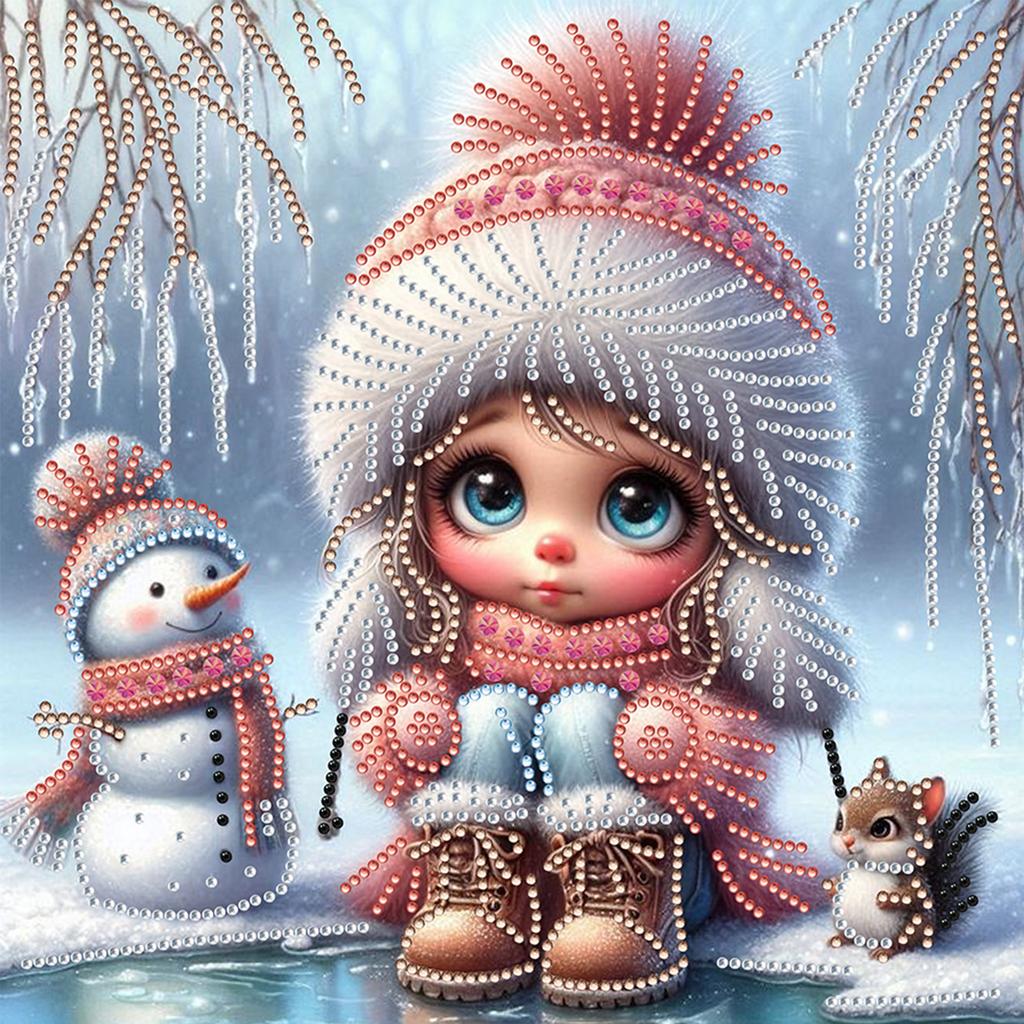 Snow Girl 5D DIY Diamond Art Painting Kits for Home Wall Decor Diamond Art Kits Crystal Rhinestones Diamond Painting 30x30cm