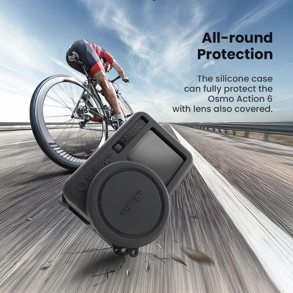 AMAGISN For DJI Osmo Action 6 Silicone Protective Case with Lens Cap Camera Accessories