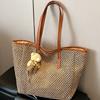 Seaside Beach Vacation Straw Bag Women'S Summer Commuter Shoulder Bag Hollow Woven Tote Bag