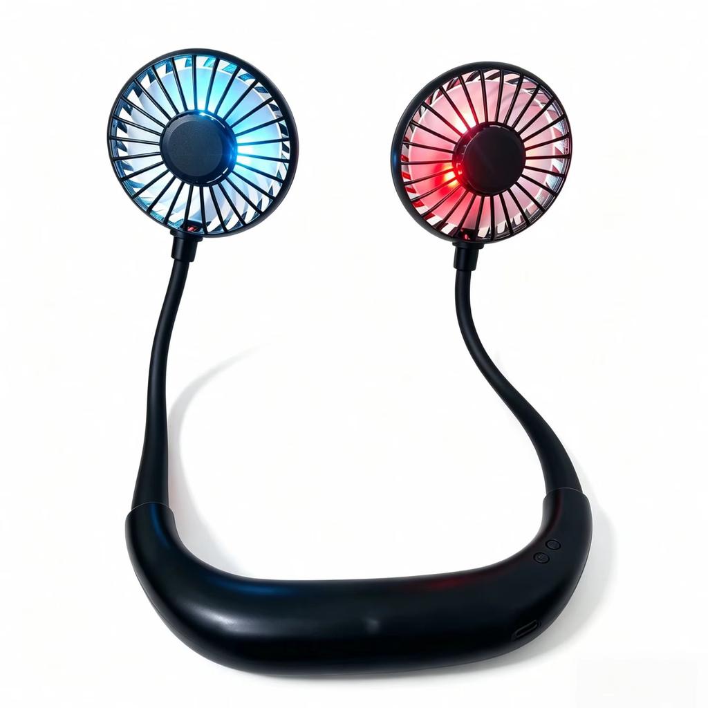 Outdoor Sports 360 Degree Fan LED Lights Fan Usb Rechargeable Hanging Neck Fans