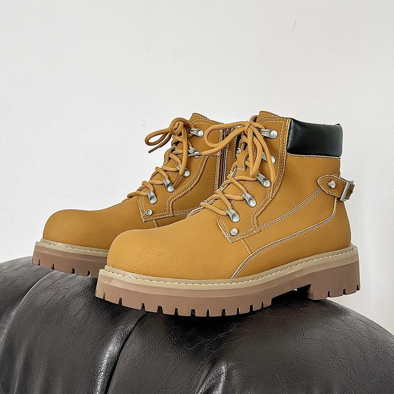 

Martin boots thick-soled heightened comfortable high-top locomotive Japanese retro lace-up outdoor mountaineering boots rhubarb boots 39