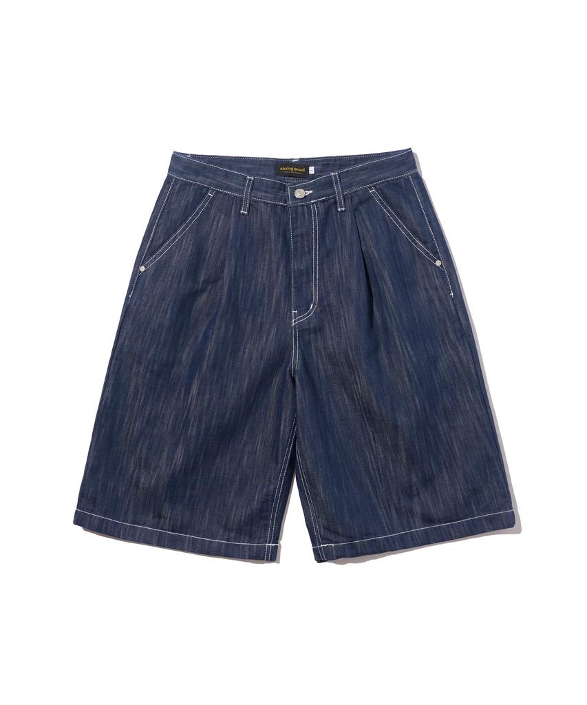 ANALOG MOOD Non-Faded Denim Half Pants (Blue)