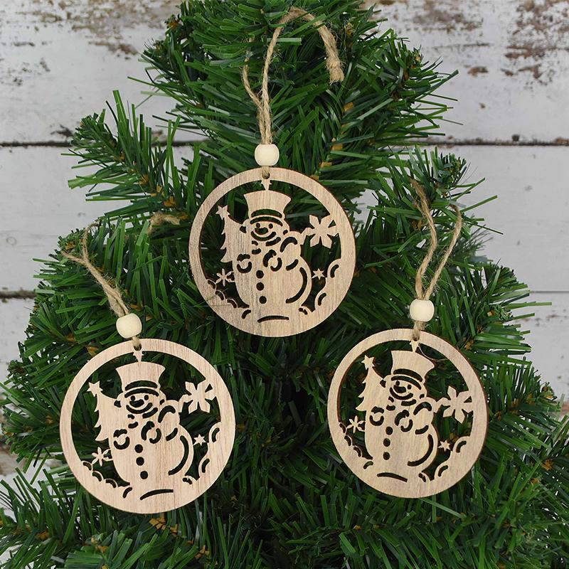 3 Stück Vintage Weihnachten Holzanhänger Ornamente DIY Holzhandwerk Weihnachtsdekorationen Weihnachtsbaum Hängeornamente Geschenke