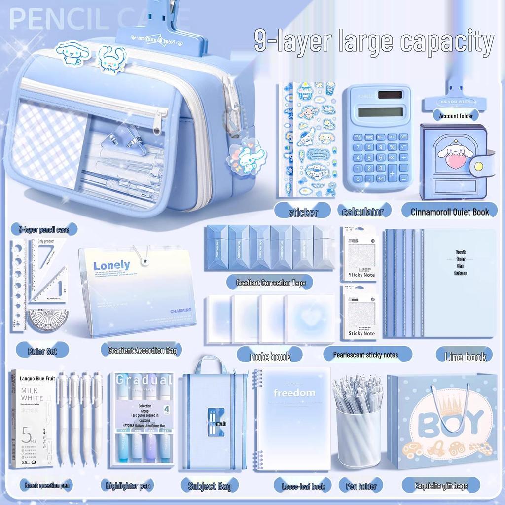 9-Tier Large Capacity Flip-Top Pencil Case for Girls and Boys - Ideal for Elementary and Junior High School Students