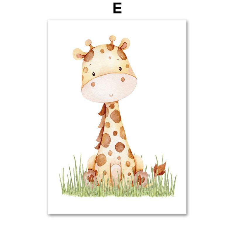 Lew Słoń Żyrafa Zebra Sztuka Ścienna do Pokoju Dziecięcego Obraz na Płótnie Skandynawskie Plakaty i Druki Obrazy Ścienne Dekoracja Pokoju Dziecięcego