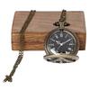 Triangle Analog Locket Pocket Watch with Long Chain and Roman Numbers Jewellery Necklace with Wooden Box for Women and Men