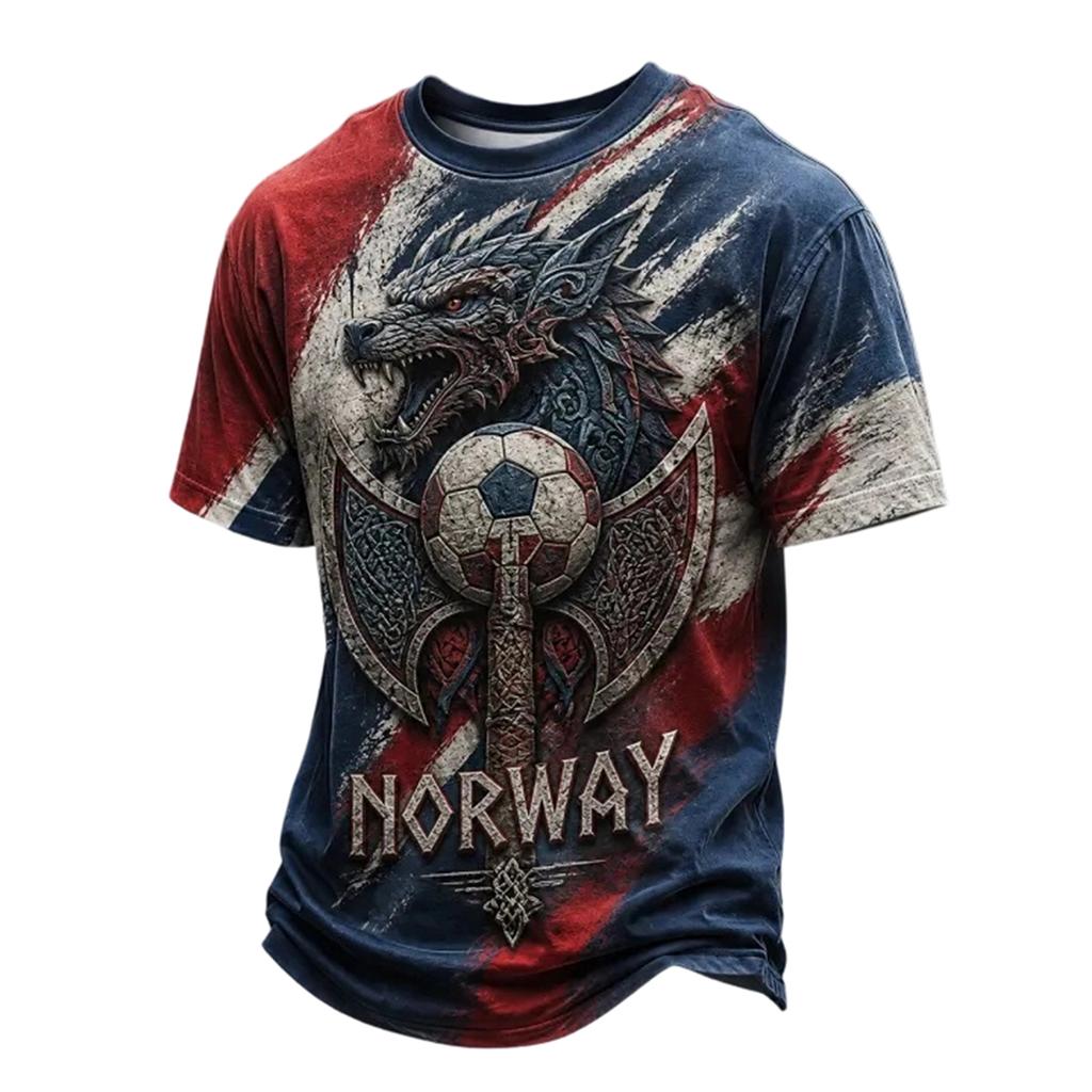 Herren Freizeit T-Shirt mit Print, Kurzarm, Leicht, Atmungsaktiv, Rundhals, Für den Alltag