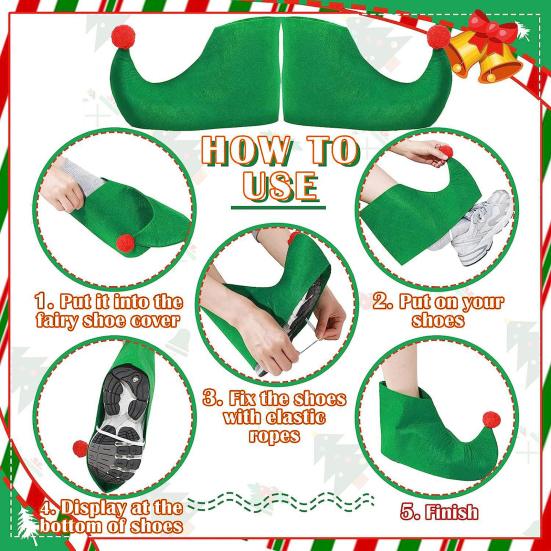 1 Set Christmas Elf Costume Kids Women Elf Outfit Red Green Dress Hat Striped Stockings Elf Ears Shoes Belt Set for Girls Christmas Parties Cosplay