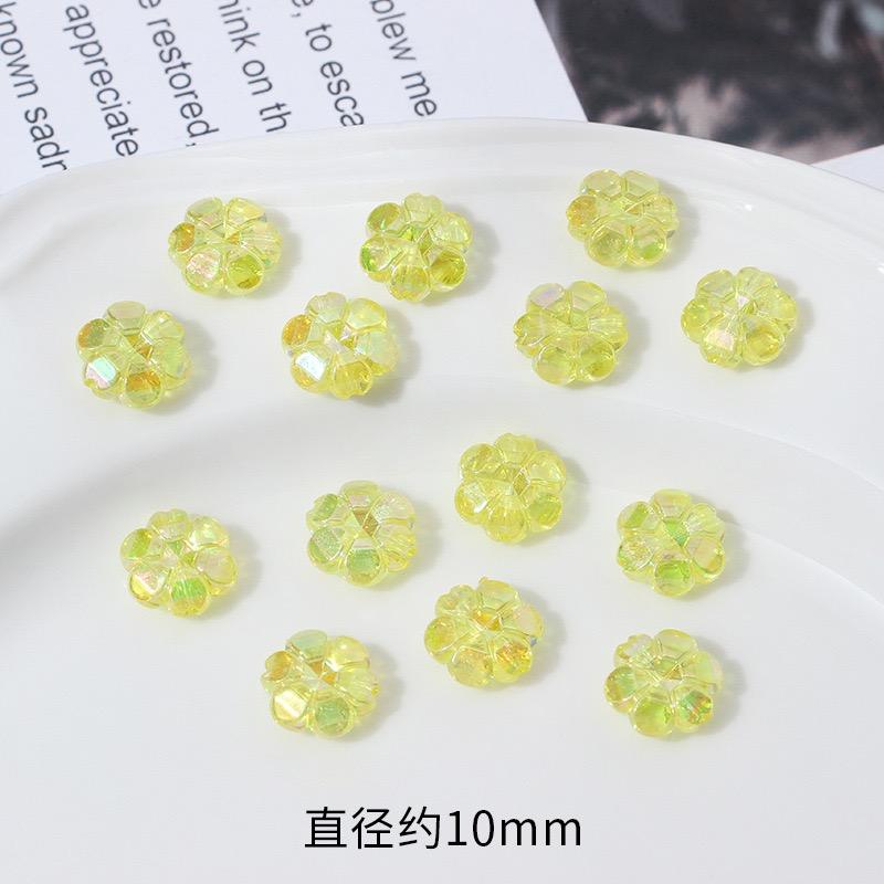 ZW10 50pcs 10mm Plating Color Flower Bright Acrylic Beads Spacer Beads Jewelry Making DIY Bracelet Exquisite Trend Wholesale