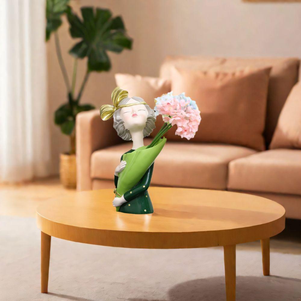 Elegante Blumenmädchen-Statue Handgefertigte Mädchen-Vasen-Dekoration Moderne Schmetterlingsmädchen-Skulptur Schlafzimmer