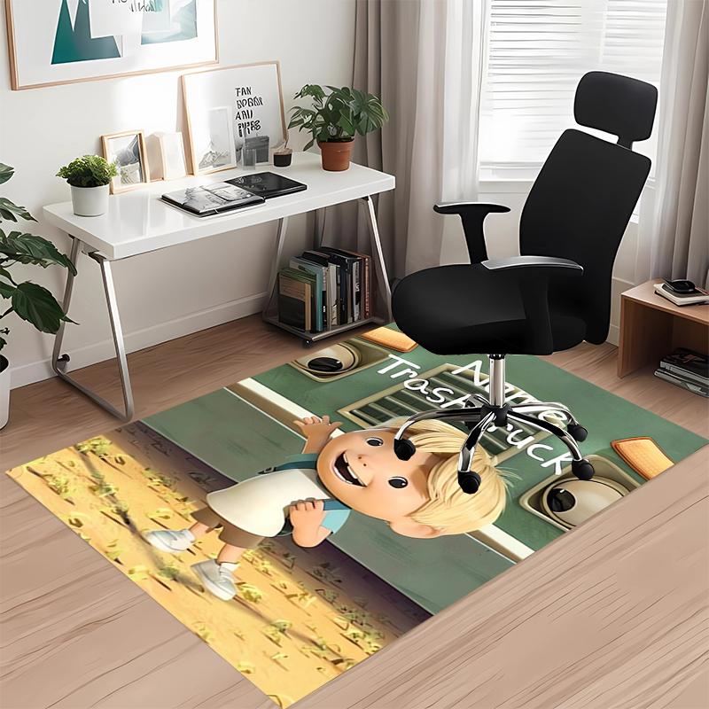 Custom Name Trash Truck Printed Carpet, for Office Chair Living Room Bedroom Kitchen Room Decor Gifts.