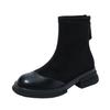 Elastic Martin Boots Women's 2025 Autumn and Winter New Short Boots Fashion Versatile Retro Skinny Small Thick Heel Skinny Boots