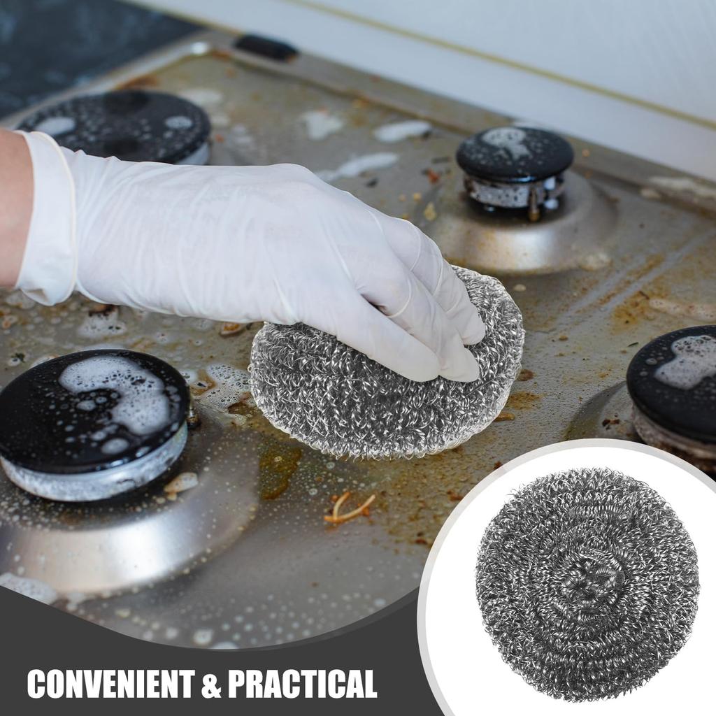 NUOLUX Steel Stainless Steel Kitchen Cleaning Metal 12 Silver Scrubber, Scrubber, Ball, Pot, Dish, Cleaning, Scrubber, Pieces,