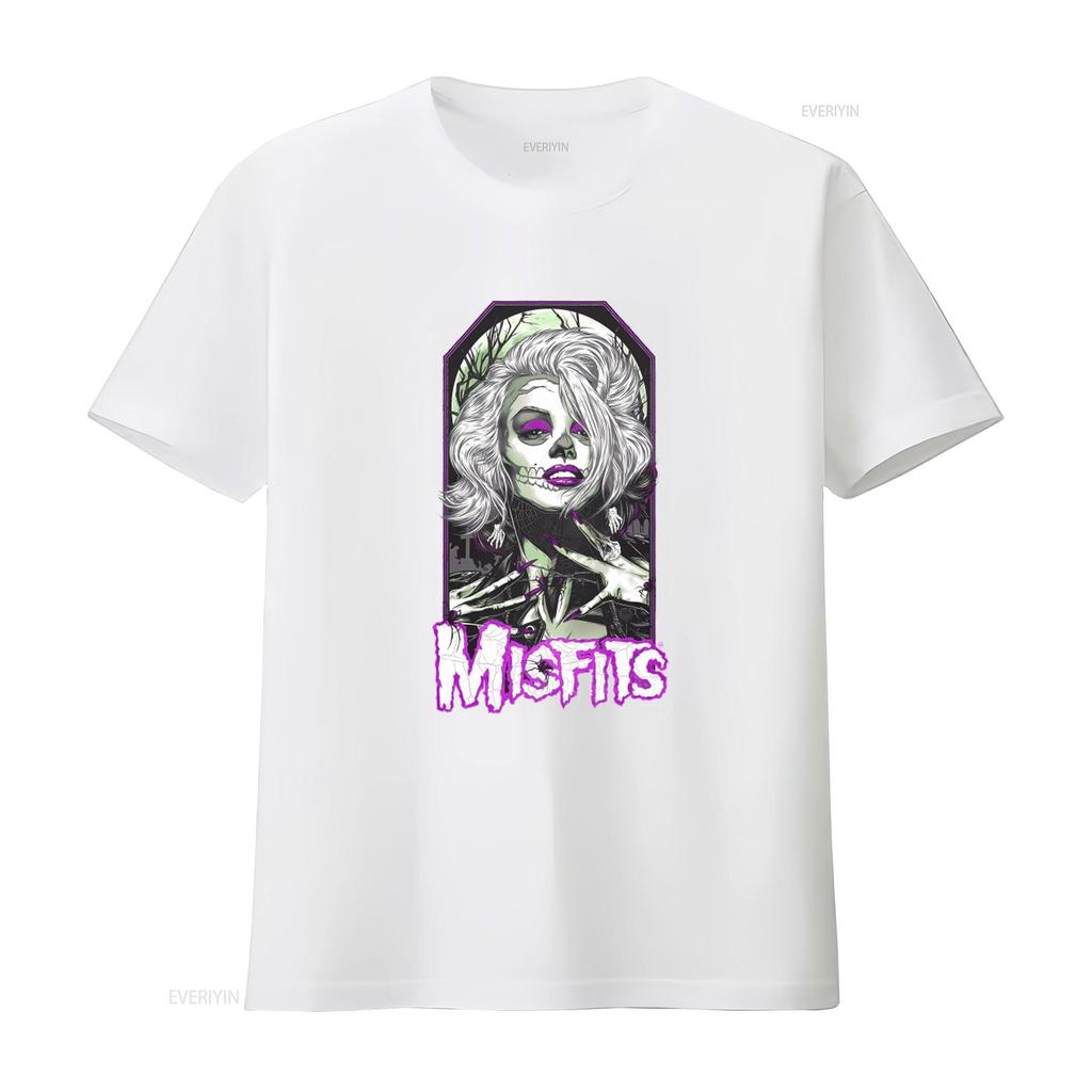 Misfits Female Sugar Skull Punk Rock Gothic T Shirt for Men vintage Washed Comfortable streetwear Unisex graphic