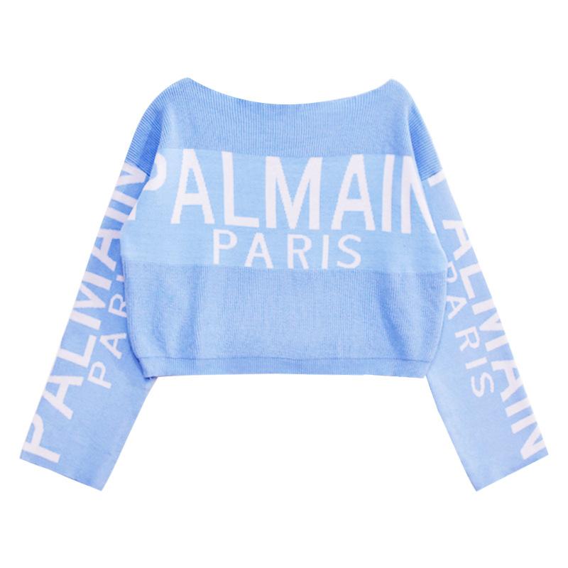 2025 Autumn and Winter New Niche One-word Shoulder Short Sweet and Spicy Knitted Sweater Loose Long-sleeved Women
