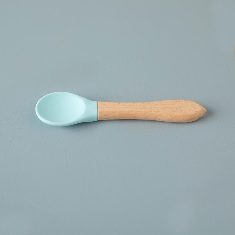 Pet Cat Canned Food Spoon Wooden Handle Silicone Kitten Wet Food Feeding Spoon Baby Food Grade Material Pet Supplies