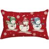 RABUSOFA Christmas Pillow Covers 12x20 Inch,Snowmen Xmas Red Lumbar Cushion Case Winter Snowflake Decoration for Holiday Home Sofa Outdoor(Red, 20" X