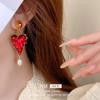Ohrstecker mit Silbernadel und roter Quaste - Hochwertiges Retro-Vielseitigkeitsdesign für Damen