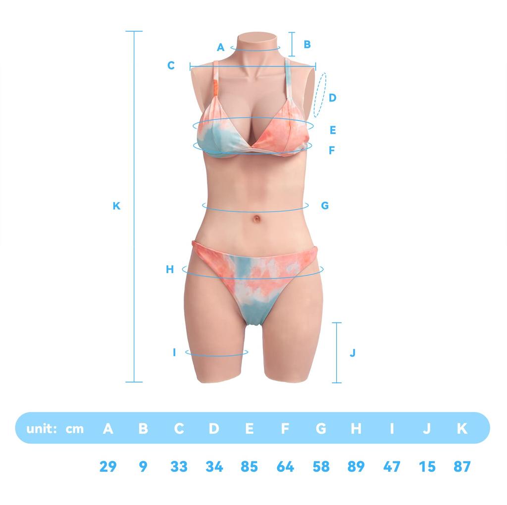 Silicone Bust Bodysuit with Length Silicone Suitable for Artificial Fake Gender Asian Yellow [KUMIHO] Suit, 3/4 Pants, Summer, Breathable, Swimming,
