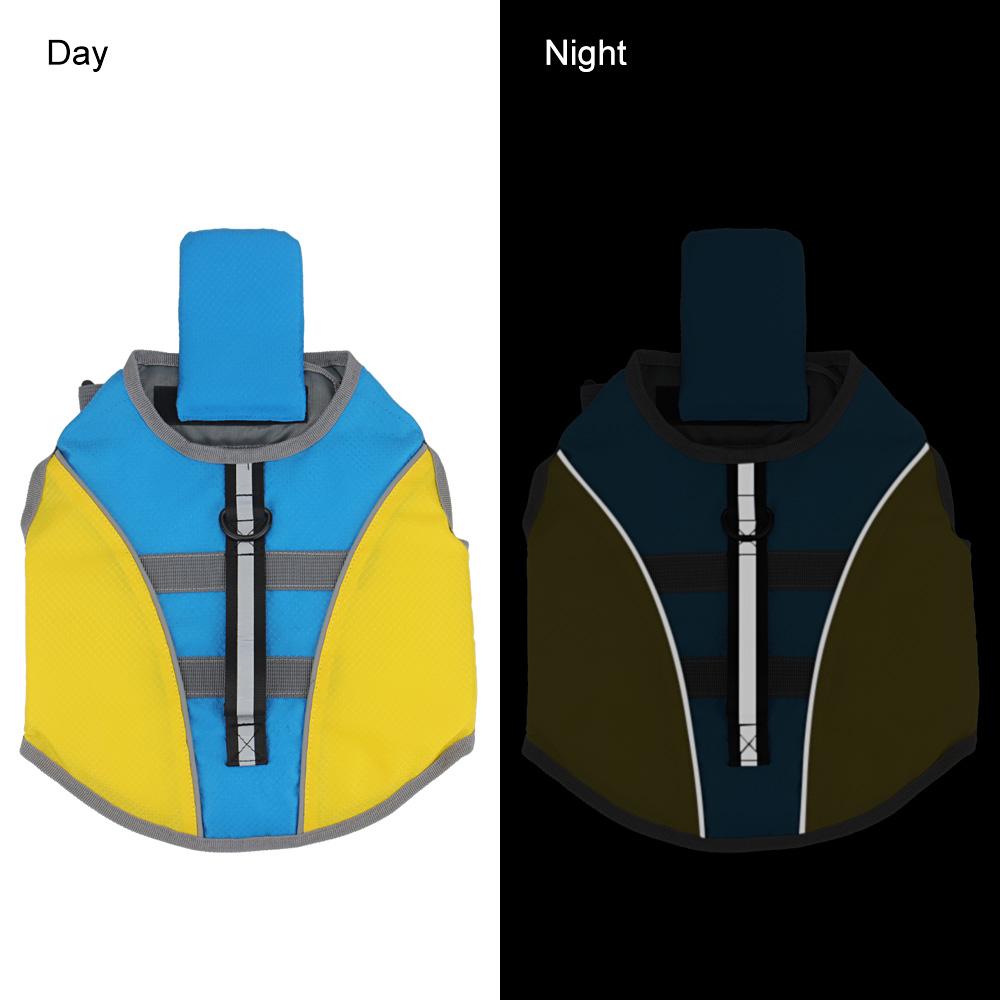Blue Yellow Swimming Pet Vest Life Jacket Reflective Dog Harness Swimwear Dog Clothes