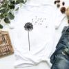 Women's dandelion floral print letter t-shirt - Trendy women's T-shirt with short sleeves Summer polyester fabric