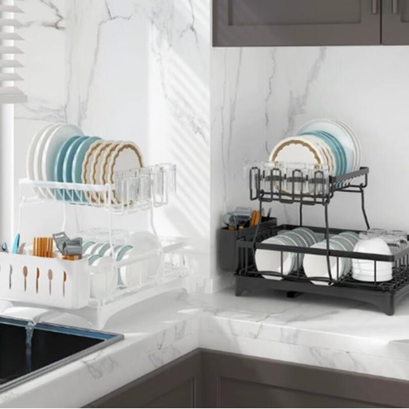 Carbon Steel Double-Layer Kitchen Dish Drying Rack