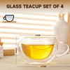 Double Wall Insulated Glass Tea Cups Set of 4, Clear Borosilicate Glass Espresso Shot Cups for Espresso Machine, Glass Teacups Coffee Mugs with