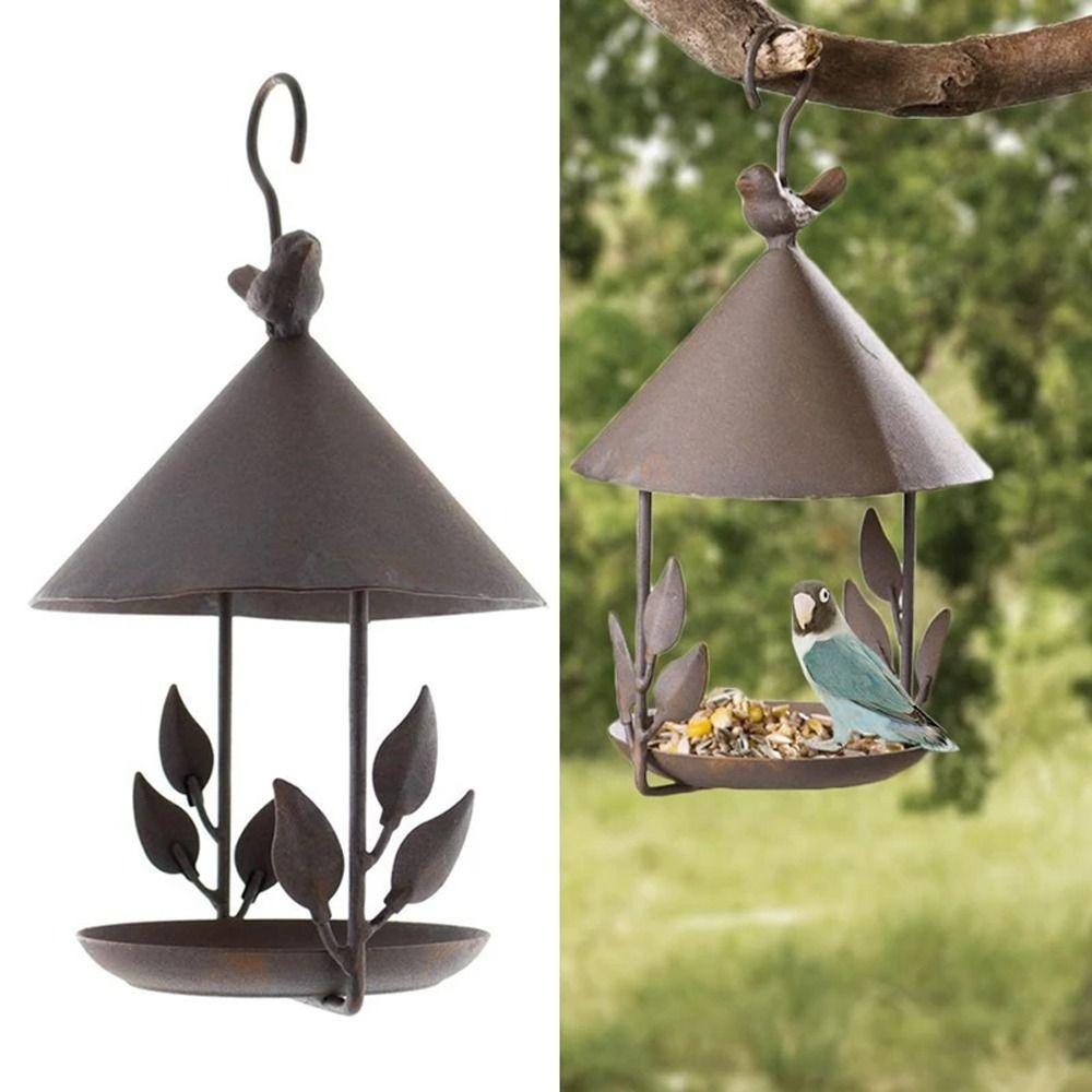 Rainproof Bird Food Dispenser Windproof Bird Feeding Dish Garden Decor Bird Water Bowl Yard