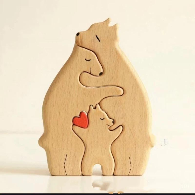 

Bear Family Theme Wooden Art Puzzle Wooden Sculpture Diy Cute Family Member Of Bears Puzzle Home Desktop Decor New Year Gift
