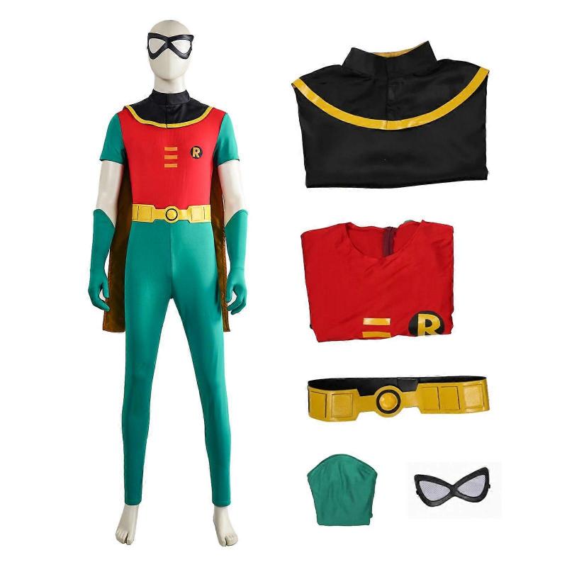 COS Robin Superhero Costume Bodysuit with Cape Unisex Halloween Cosplay Outfit