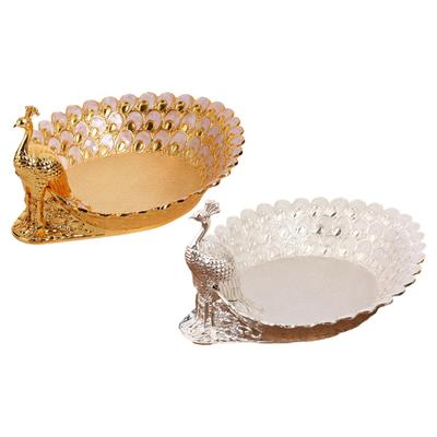 Fruit Bowl Peacock Shape Fruit Plate Candy Snack Tray Table Centerpiece Snack Tray for Holiday Desktop Wedding Kitchen Decor