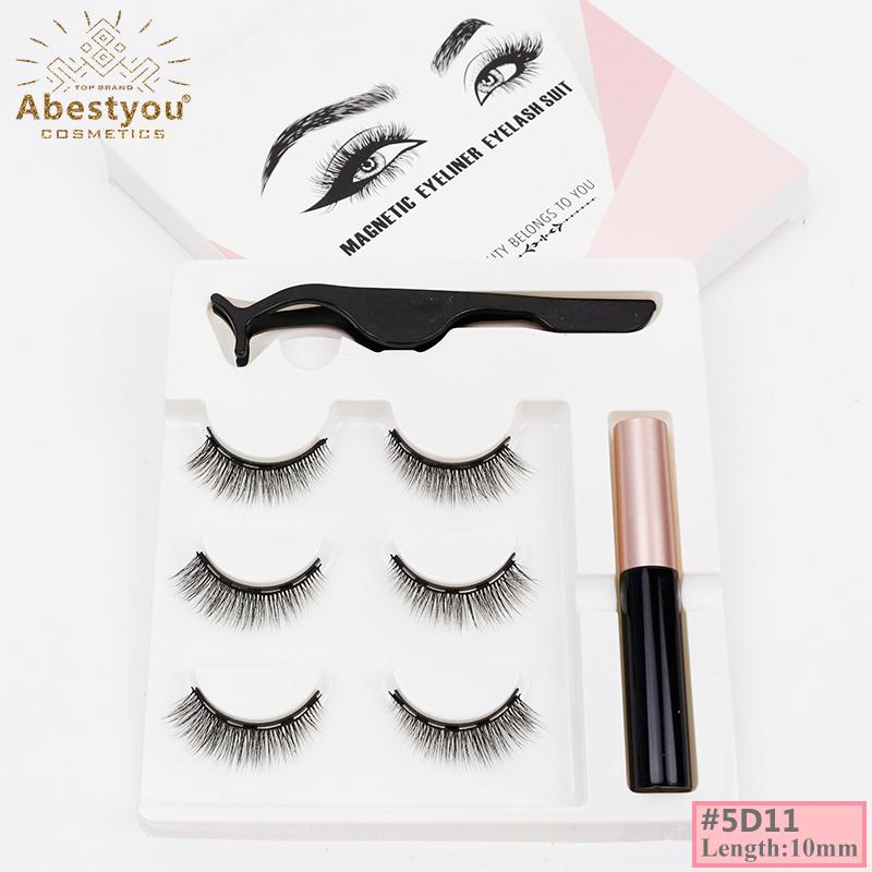 Abestyou Handmade Highest Quality Faux Mink Magnetic Eyelashes with 5 Magnets Light & Strong Magnetic Reusable