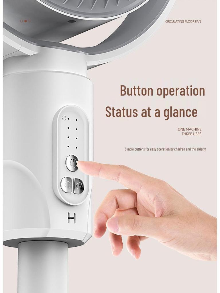 F1 USB Smart Oscillating Floor Fan with Remote - Three-in-One Desktop and Floor Use