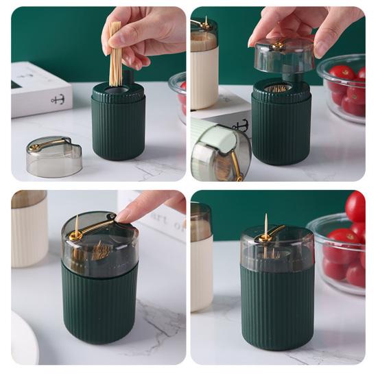 1/3/4Pcs Automatic Toothpick Dispenser Clear Lid Press Toothpick Holder Organizer Container Home Office Restaurant Desktop Decoration Birthday