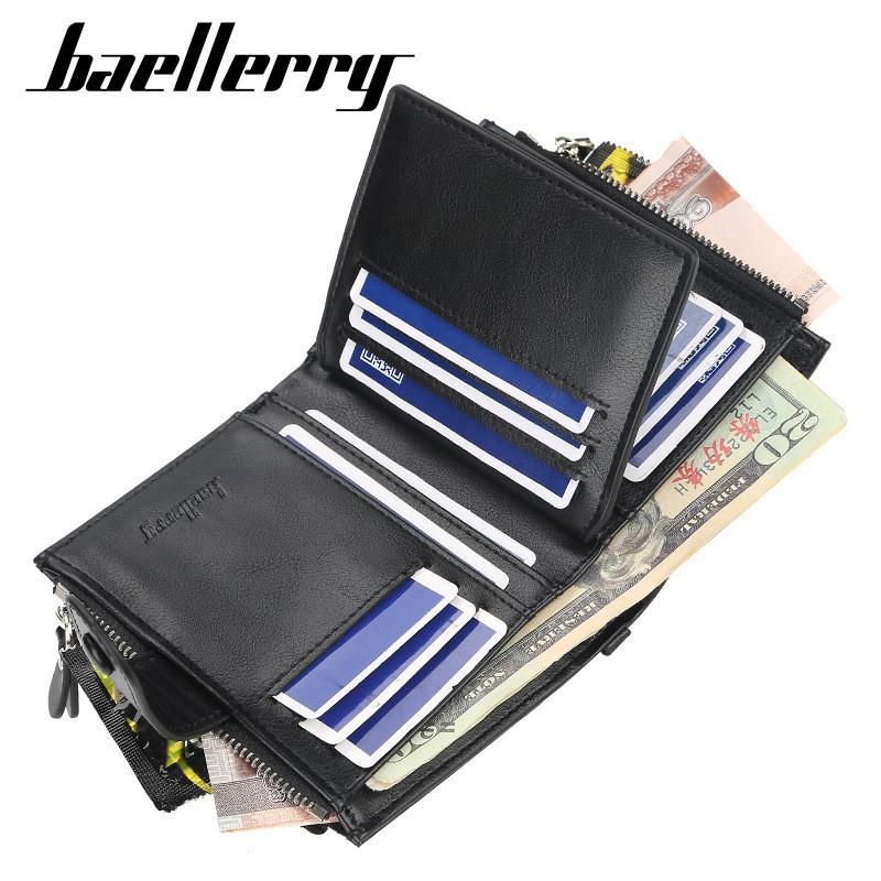 Men's Short Wallet European American Youth Multi Card Buckle Large Capacity Zipper Coin Purse