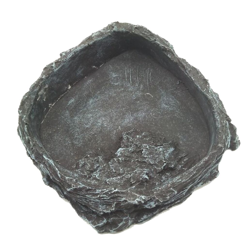 Mini Reptile Water and Food Dish Shallow Resin Bowl Corner Feeding Plate Animal Accessories for Tortoise Gecko