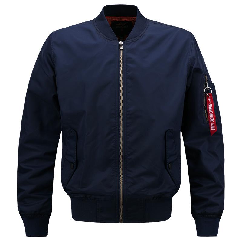 Plus Size Men's MA-1 Pilot Jacket - Sporty Stand-up Collar Casual Wear