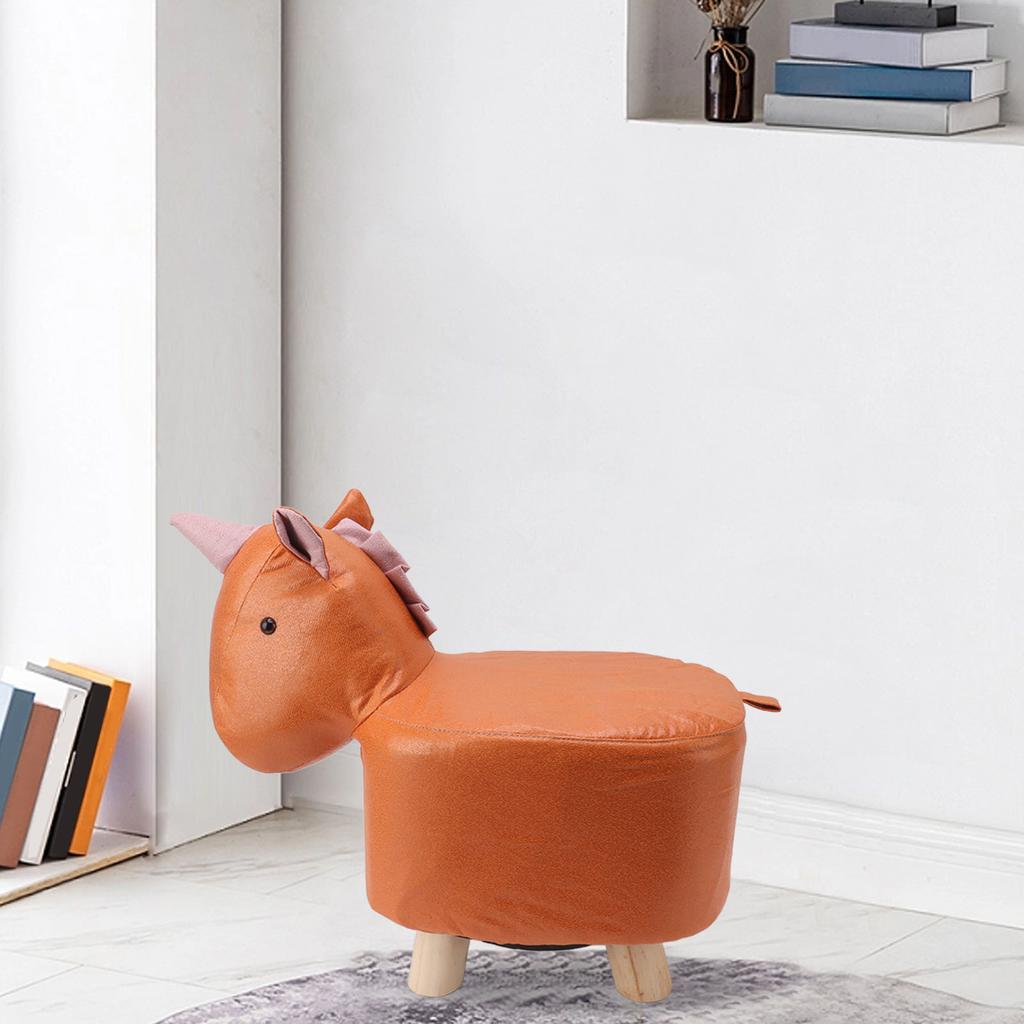 Cute Animal Footstool with Soft Padded Cushion and Prevent Slip Feet Small Footrest Stools for Kids Adults