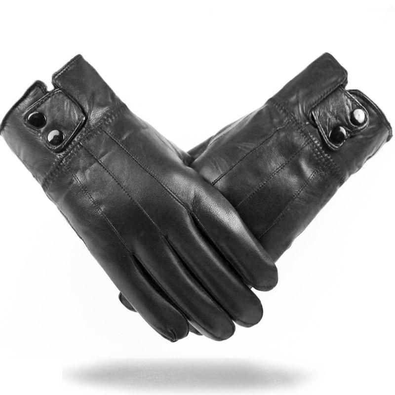 1pair Men's PU Leather Winter Autumn Driving Keep Warm Gloves Fleece Tactical Gloves Black Outdoor Sports Waterproof Mitten