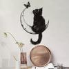 Minimalist Black Cat with Butterfly and Moon Wall Sticker Self-Adhesive Removable Decal for Bedroom Living Room Wall Art