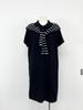 Women's Plus Size Striped Polo Collar Knitted Dress with Shawl - Short Sleeve Long Dress