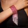 DINGKA Sparkly Wide Band Rhinestone Tassel Bracelet: Versatile Diamond Bangle for Women, Fashion Hand Jewelry.