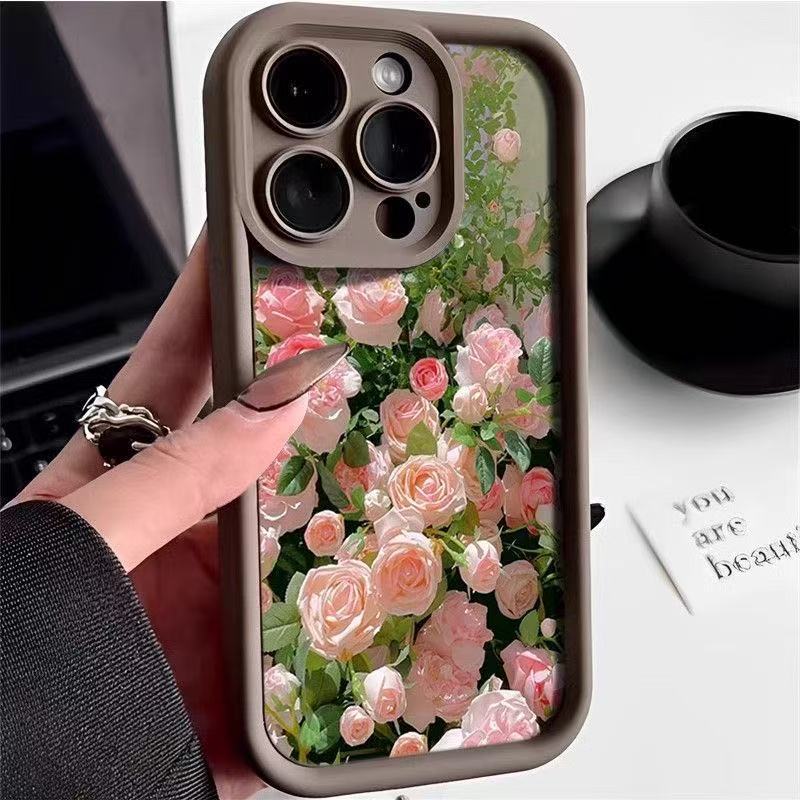 Rose Is Suitable for Apple 16promax13 Anti-drop Mobile Phone Case Iphone17 Girl 14pro15 Anti-drop.