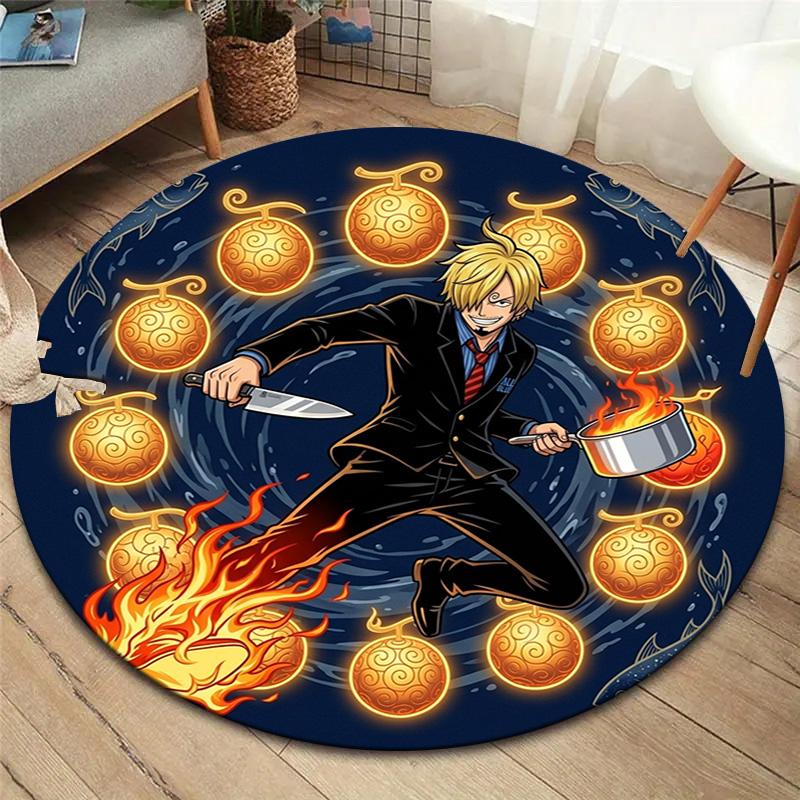 One Piece Poster Round Area Rug Carpet Rug For Living Room Bedroom Sofa Playroom Decor Nonslip Floor Mat