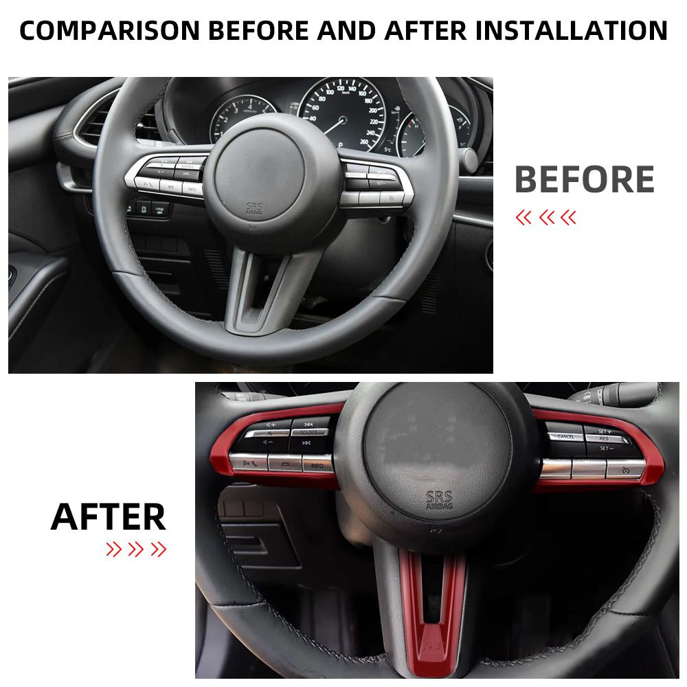 Car Steering Wheel Trim Cover for Mazda 3 Axela BP 2019-2025 CX30 CX-30 2020-2025 CX50 CX-50 2023-2025 Sticker