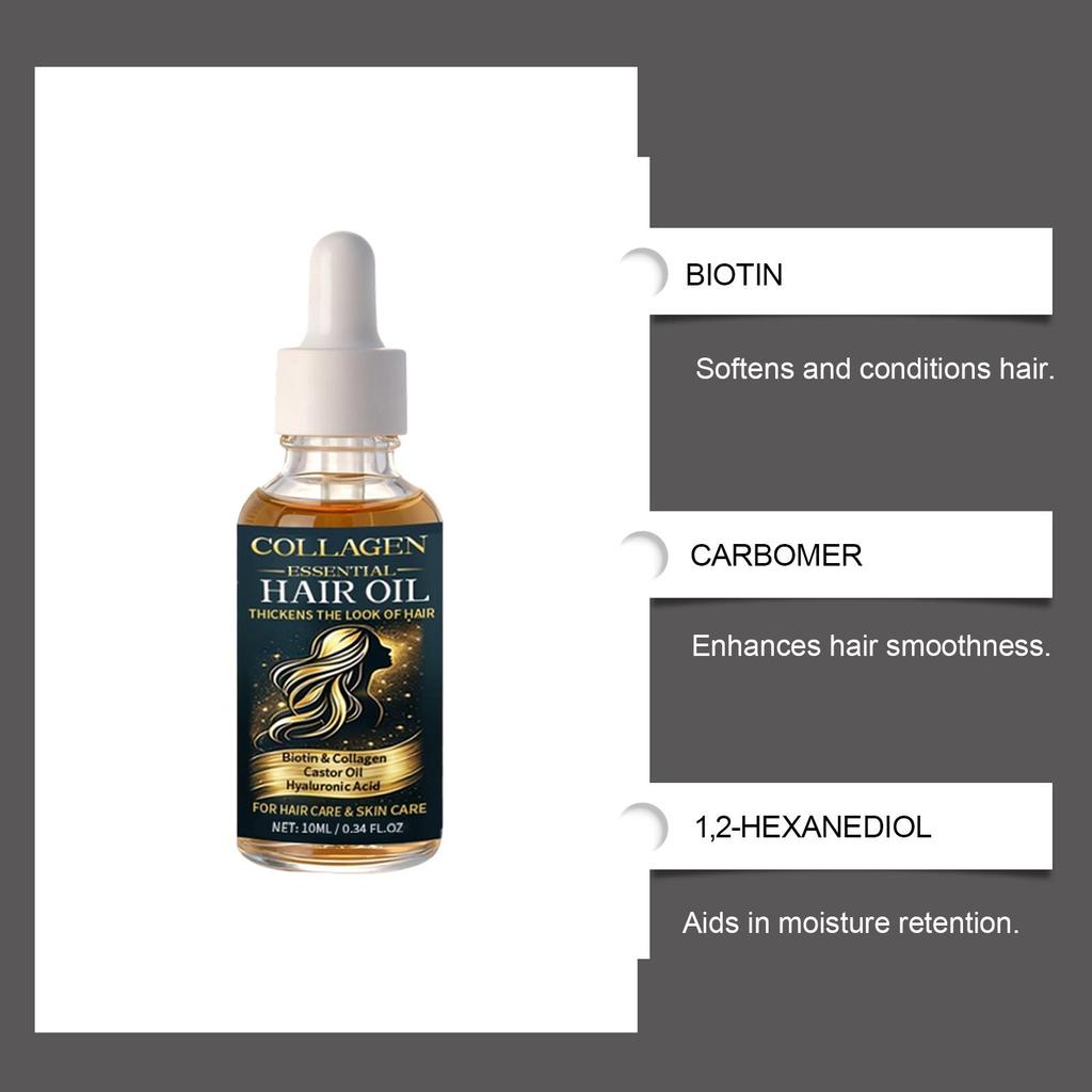 Collagen Hair Oil: Hydrating, Volumizing, and Oil Control Formula with Plant Extracts for All Hair Types
