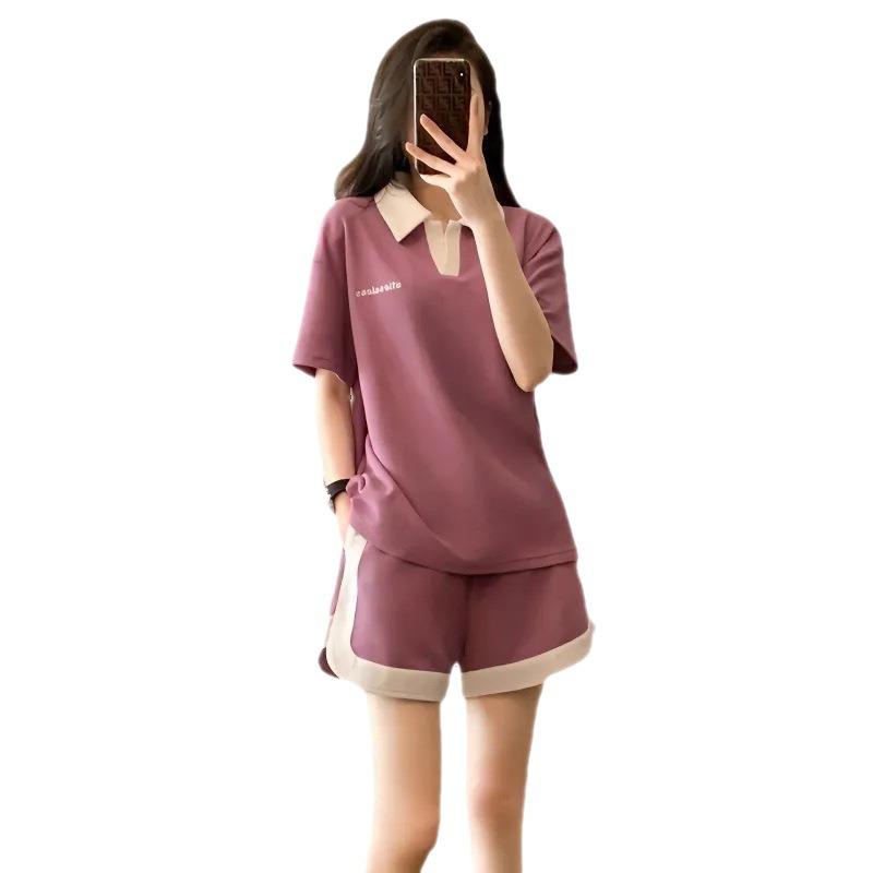 Codzienny dres sportowy dla kobiet na lato, Mały rozmiar, Modne i odmładzające szorty, Dwuczęściowy zestaw w stylu zachodnim